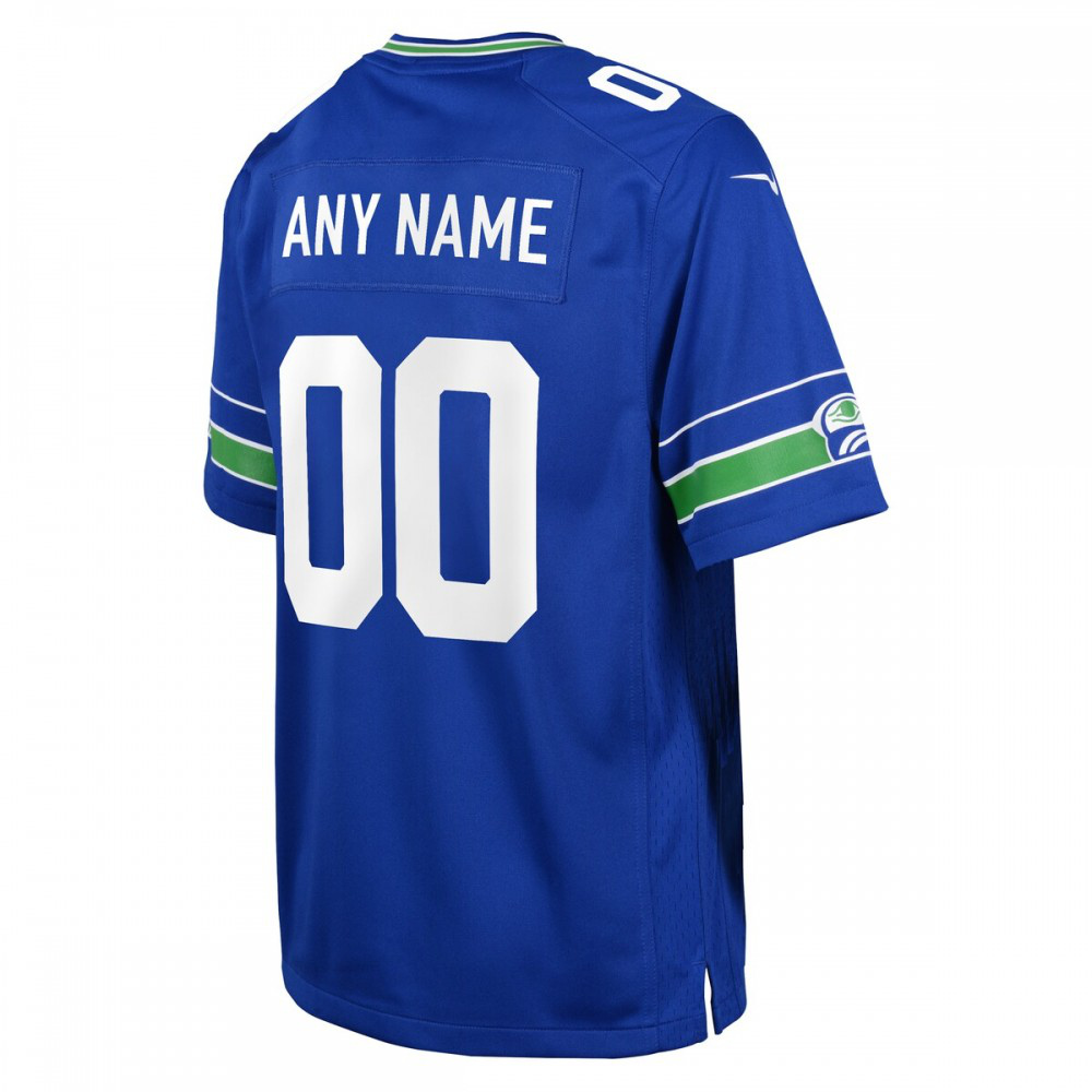 Seattle Seahawks Nike Youth Throwback Custom Jersey - Royal-GridironStore